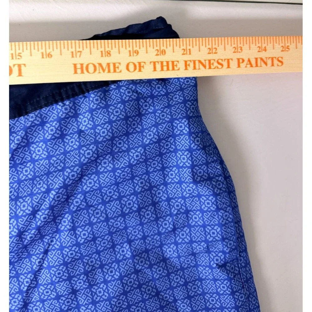 St Johns Bay Mens 2XL Blue Geometric Swim Trunks Mesh Lined Drawstring